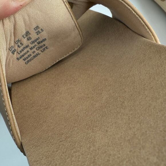 NEW Dr. Scholls Original Life Slide Sandals Size 9 Warm Tan Leather Wedge Heels - Picture 6 of 8